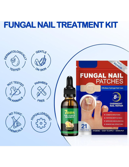 Parche Hidrogel para Uñas Fungosas Jynbloge - 21 Parches + Suero 30ml