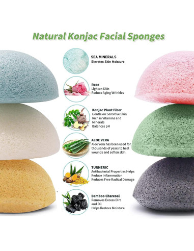 Set de 6 Esponjas de Konjac DYS Farm para Limpieza Facial