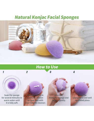 Set de 6 Esponjas de Konjac DYS Farm para Limpieza Facial