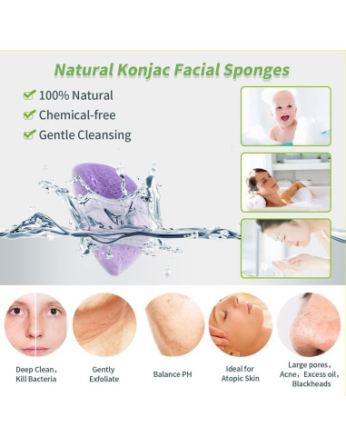 Set de 6 Esponjas de Konjac DYS Farm para Limpieza Facial