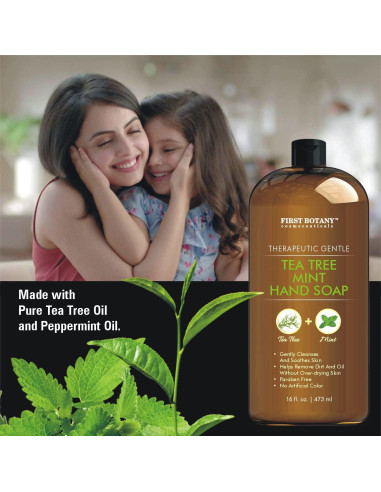 Jabón Líquido de Manos First Botany Menta y Árbol de Té 453g