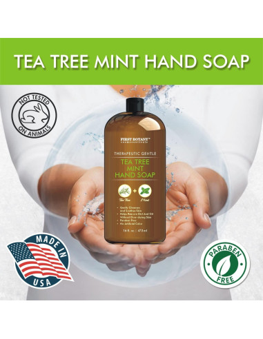 Jabón Líquido de Manos First Botany Menta y Árbol de Té 453g