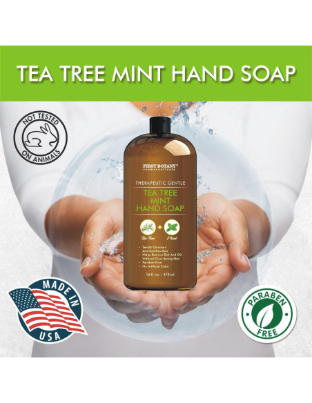 Jabón Líquido de Manos First Botany Menta y Árbol de Té 453g