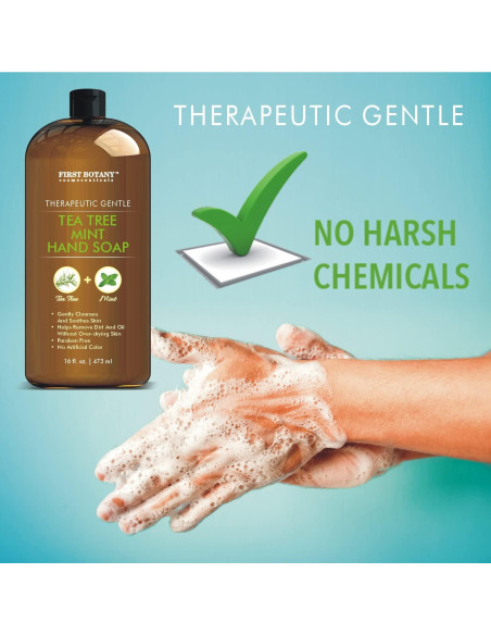 Jabón Líquido de Manos First Botany Menta y Árbol de Té 453g