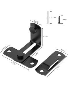 Cerradura de puerta de granero L'aimefois negra 90 - Pestillo seguro 2