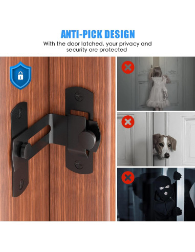 Cerradura de puerta de granero L'aimefois negra 90 - Pestillo seguro