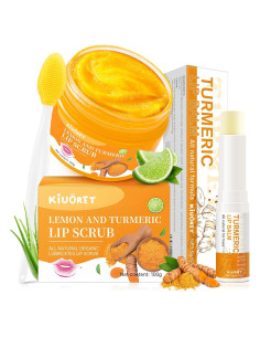 Set de Cuidado Labial KIUORET: Exfoliante y Balsamo de Cúrcuma