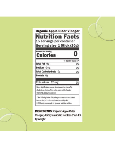 ALLBIO Vinagre de Sidra de Manzana Orgánico en Palitos 15 Unidades