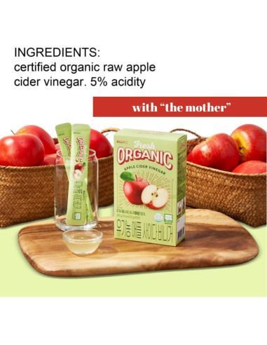 ALLBIO Vinagre de Sidra de Manzana Orgánico en Palitos 15 Unidades