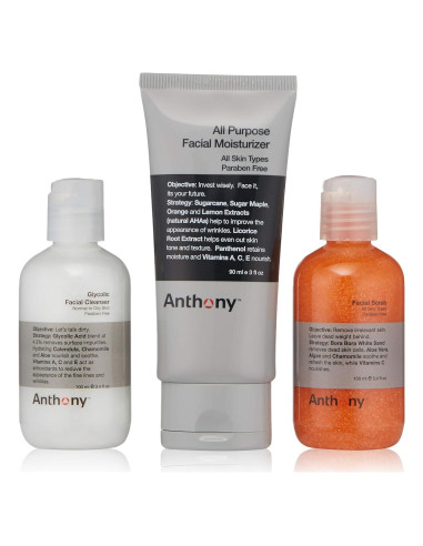 Kit de Cuidado Facial Anthony - Limpiador, Exfoliante e Hidratante