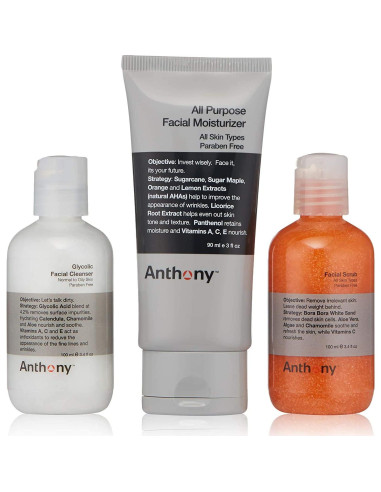 Kit de Cuidado Facial Anthony - Limpiador, Exfoliante e Hidratante
