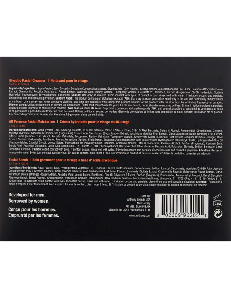 Kit de Cuidado Facial Anthony - Limpiador, Exfoliante e Hidratante