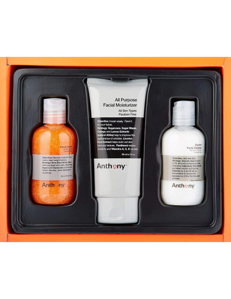 Kit de Cuidado Facial Anthony - Limpiador, Exfoliante e Hidratante