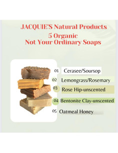 Paquete de 5 Jabones Orgánicos Hechos a Mano Jacquie 340g 2