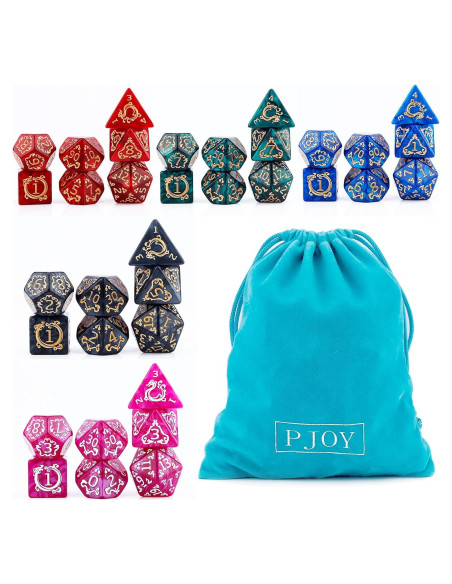 Conjunto de Dados Poliedricos PJOY DND 35pcs con Bolsa