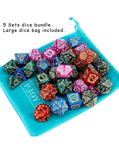 Conjunto de Dados Poliedricos PJOY DND 35pcs con Bolsa