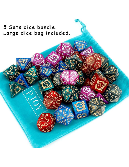 Conjunto de Dados Poliedricos PJOY DND 35pcs con Bolsa