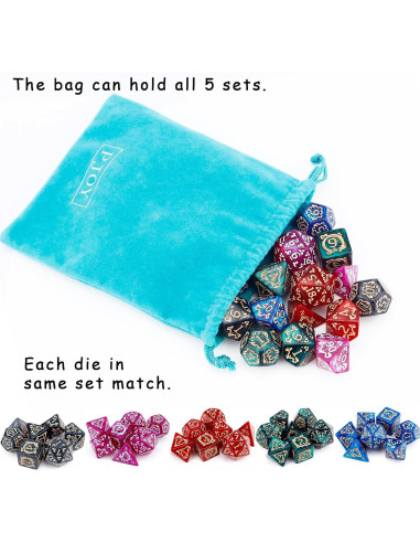 Conjunto de Dados Poliedricos PJOY DND 35pcs con Bolsa