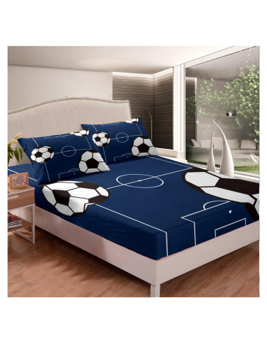 Juego de Sábanas Ajustadas de Fútbol Jejeloiu Individual