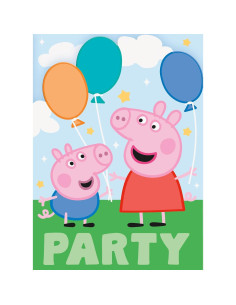 Invitaciones Rectangulares Peppa Pig - 8 Unidades Multicolor 2