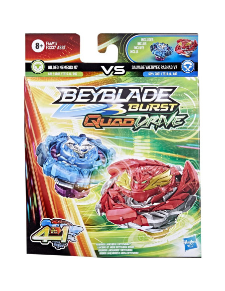 Beyblade Burst QuadDrive Salvage Valtryek y Gilded Nemesis - 2 Trompos