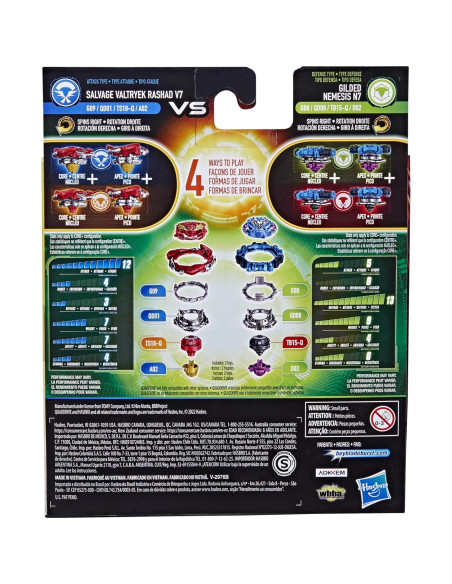 Beyblade Burst QuadDrive Salvage Valtryek y Gilded Nemesis - 2 Trompos