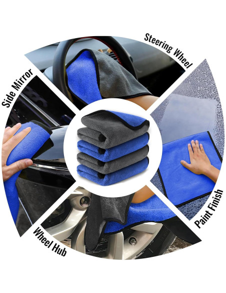 Toallas de Microfibra Airlab 40x40 cm, Paquete de 4, 800 GSM