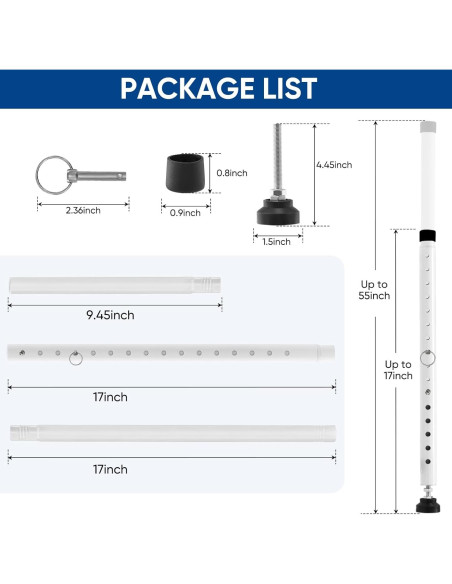 Barra de Seguridad Ajustable Supforce para Puertas Corredizas 43-140 cm