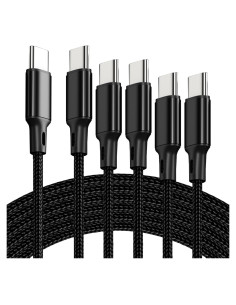 Paquete 5 Cables USB C 60W Nylon Trenzado 1.01m a 3.05m