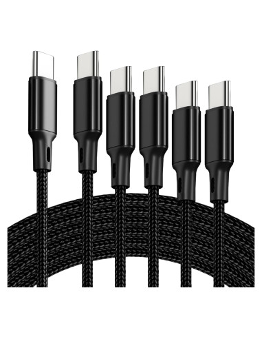 Paquete 5 Cables USB C 60W Nylon Trenzado 1.01m a 3.05m