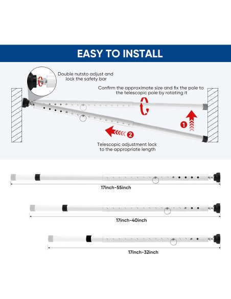 Barra de Seguridad Ajustable Supforce para Puertas Corredizas 43-140 cm
