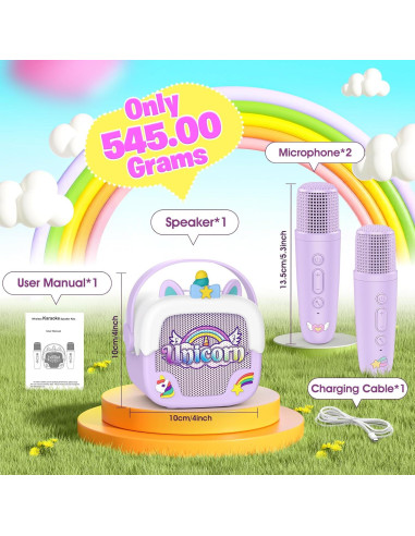 Mini Máquina de Karaoke Unicornio Bluetooth 5.3 para Niñas