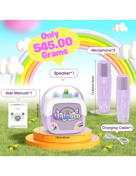 Mini Máquina de Karaoke Unicornio Bluetooth 5.3 para Niñas