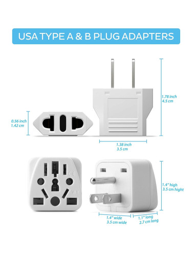 Adaptador de Enchufe de Viaje Unidapt Tipo A y B Blanco