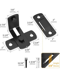 Cerradura de Puerta Corrediza de 90 Grados SANKEYTEW Negra 2