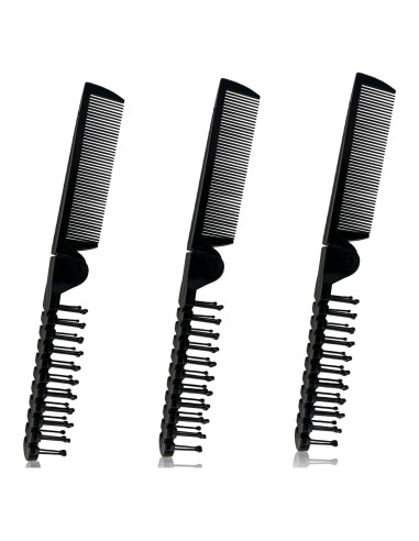Juego de Cepillos de Pelo Plegables Zoolinn 3 PZS Negro