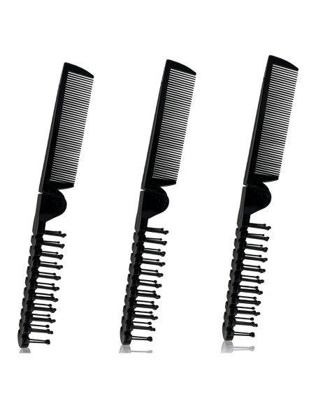 Juego de Cepillos de Pelo Plegables Zoolinn 3 PZS Negro