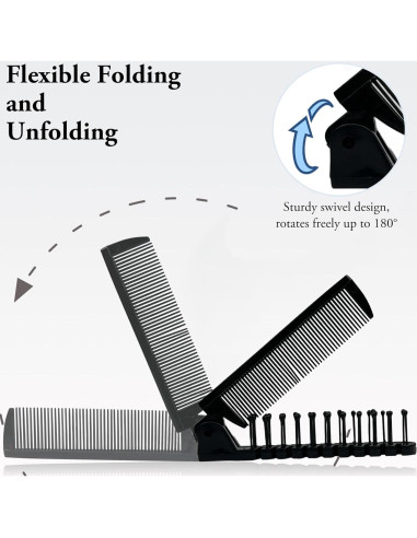 Juego de Cepillos de Pelo Plegables Zoolinn 3 PZS Negro