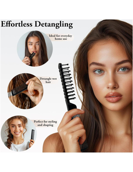 Juego de Cepillos de Pelo Plegables Zoolinn 3 PZS Negro