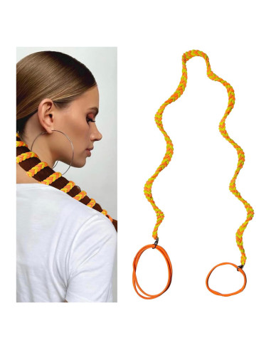 Tiras de Cabello Espirales Elásticas Merunone 86.36 cm Naranja/Amarillo