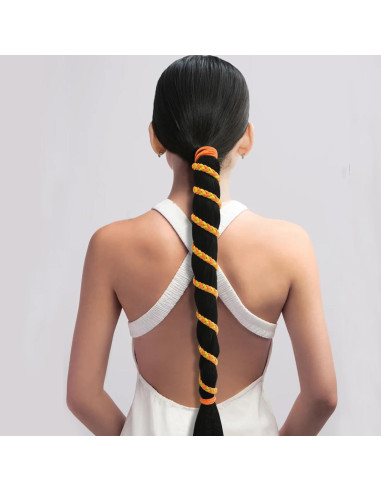 Tiras de Cabello Espirales Elásticas Merunone 86.36 cm Naranja/Amarillo