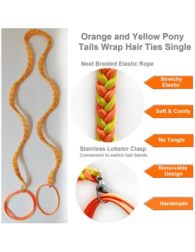 Tiras de Cabello Espirales Elásticas Merunone 86.36 cm Naranja/Amarillo