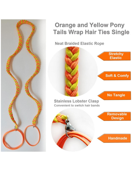 Tiras de Cabello Espirales Elásticas Merunone 86.36 cm Naranja/Amarillo