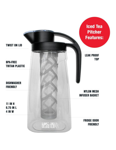 Jarra de Té Helado Tiesta Tea 1.89L Plástico BPA Libre con Infusor