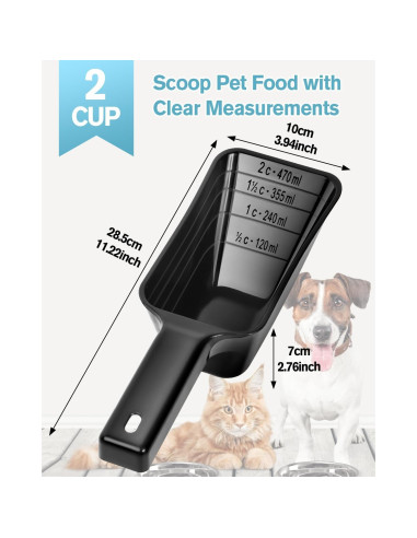 Cucharón Medidor de Comida para Perros Aosnare 2 Tazas - Paquete de 2