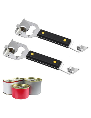 Abre latas manual HLCM 4 en 1 - 2 unidades, color negro