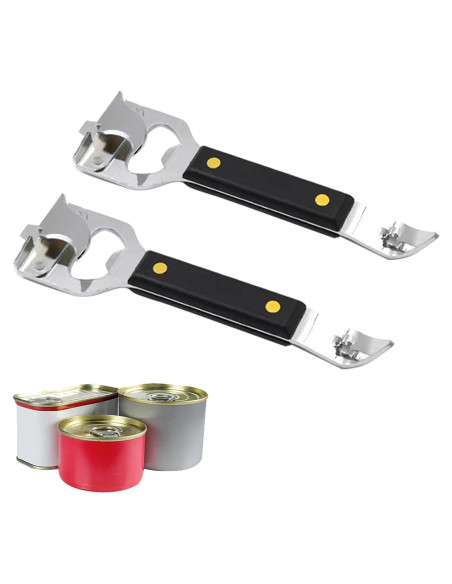 Abre latas manual HLCM 4 en 1 - 2 unidades, color negro