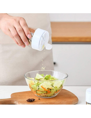 Contenedor de Especias 4 en 1 AKOAK - Blanco, 7.5 cm