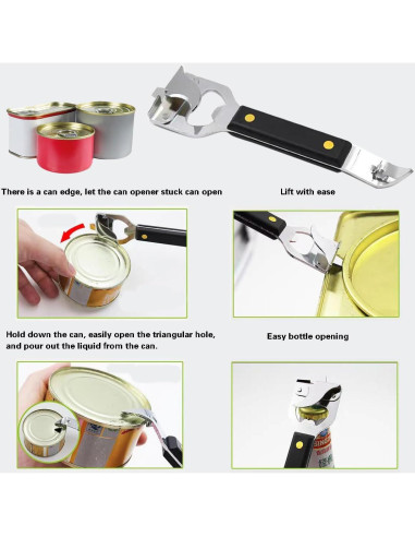 Abre latas manual HLCM 4 en 1 - 2 unidades, color negro
