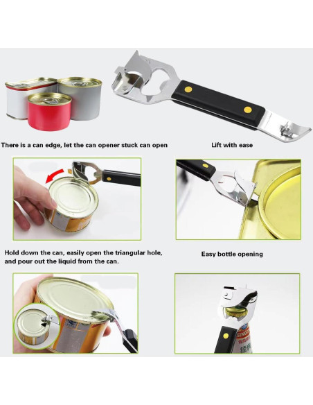 Abre latas manual HLCM 4 en 1 - 2 unidades, color negro